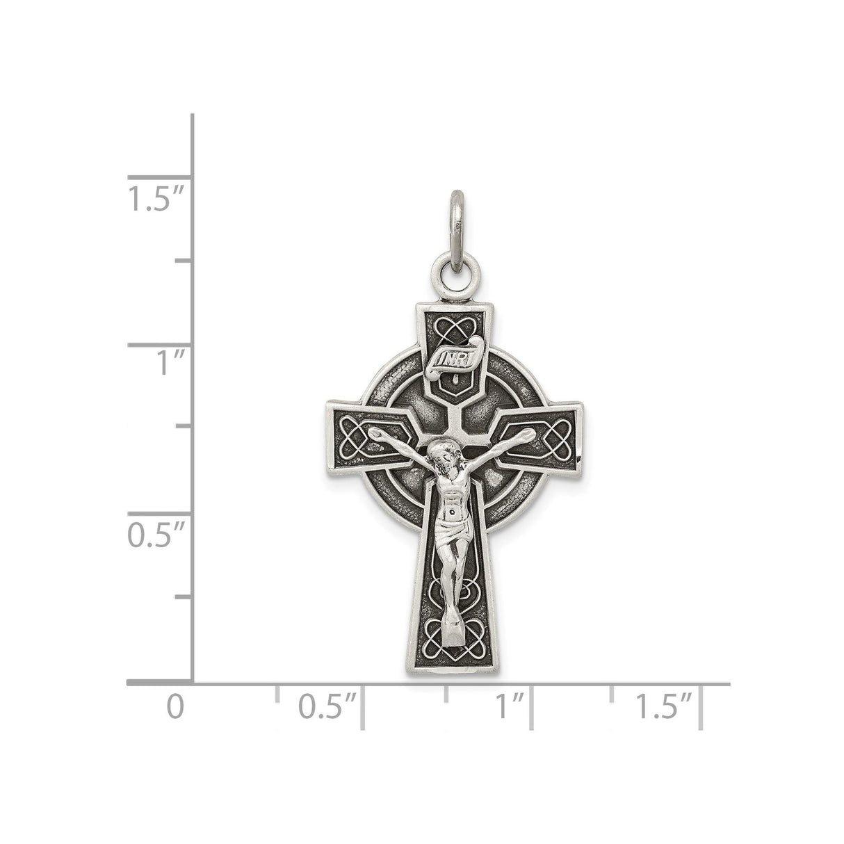Sterling Silver Crucifix Pendant with Antiqued Finish and Celtic Cross Design