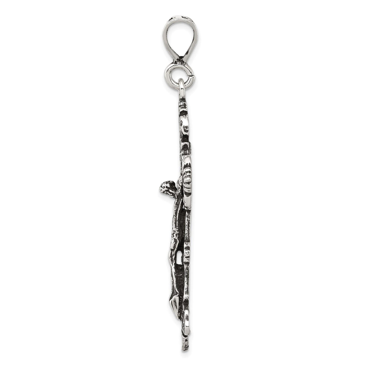 Sterling Silver Crucifix Pendant with Baroque Detailing, Gothic Religious Style