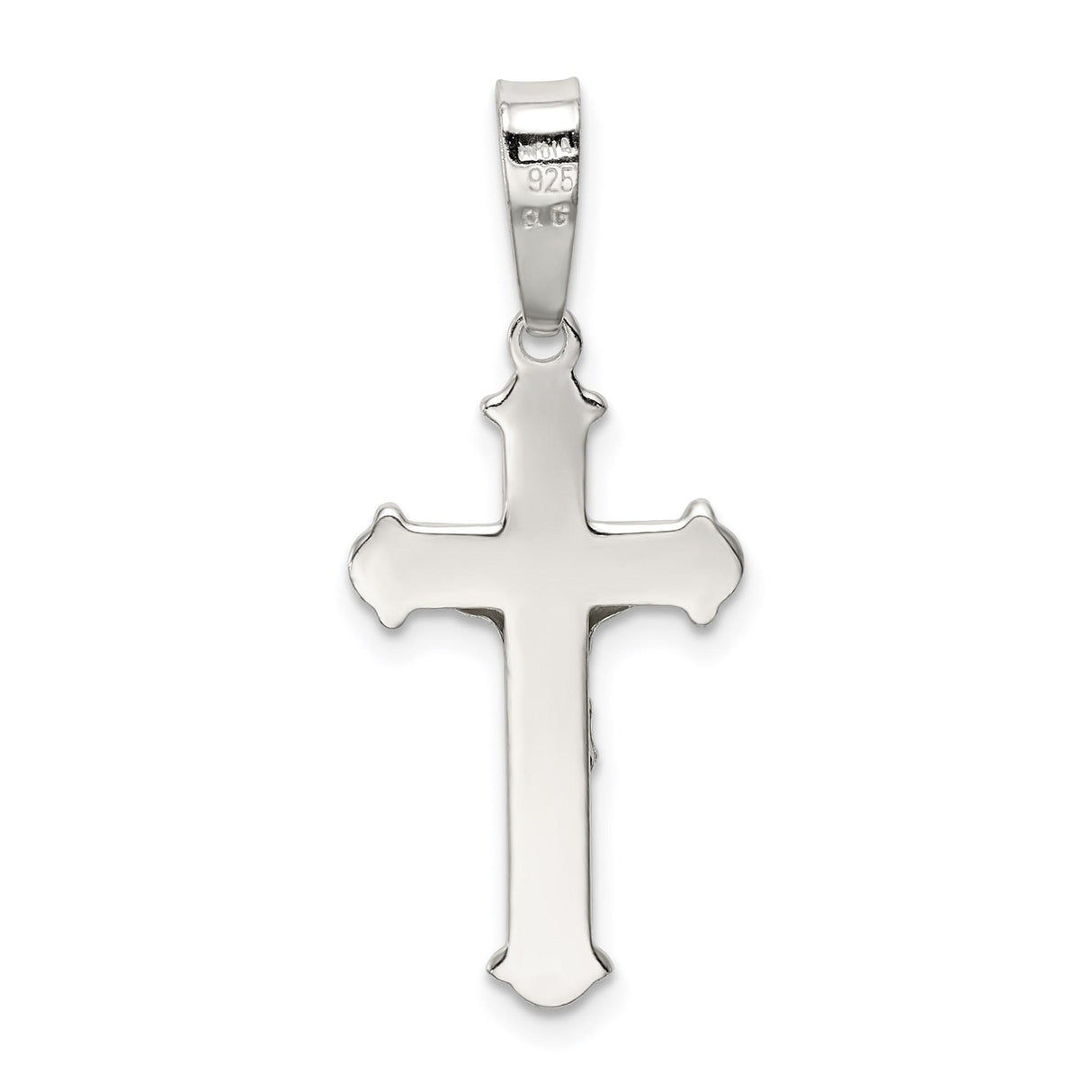Sterling Silver Crucifix Pendant with Christ Figure and Baroque Edges