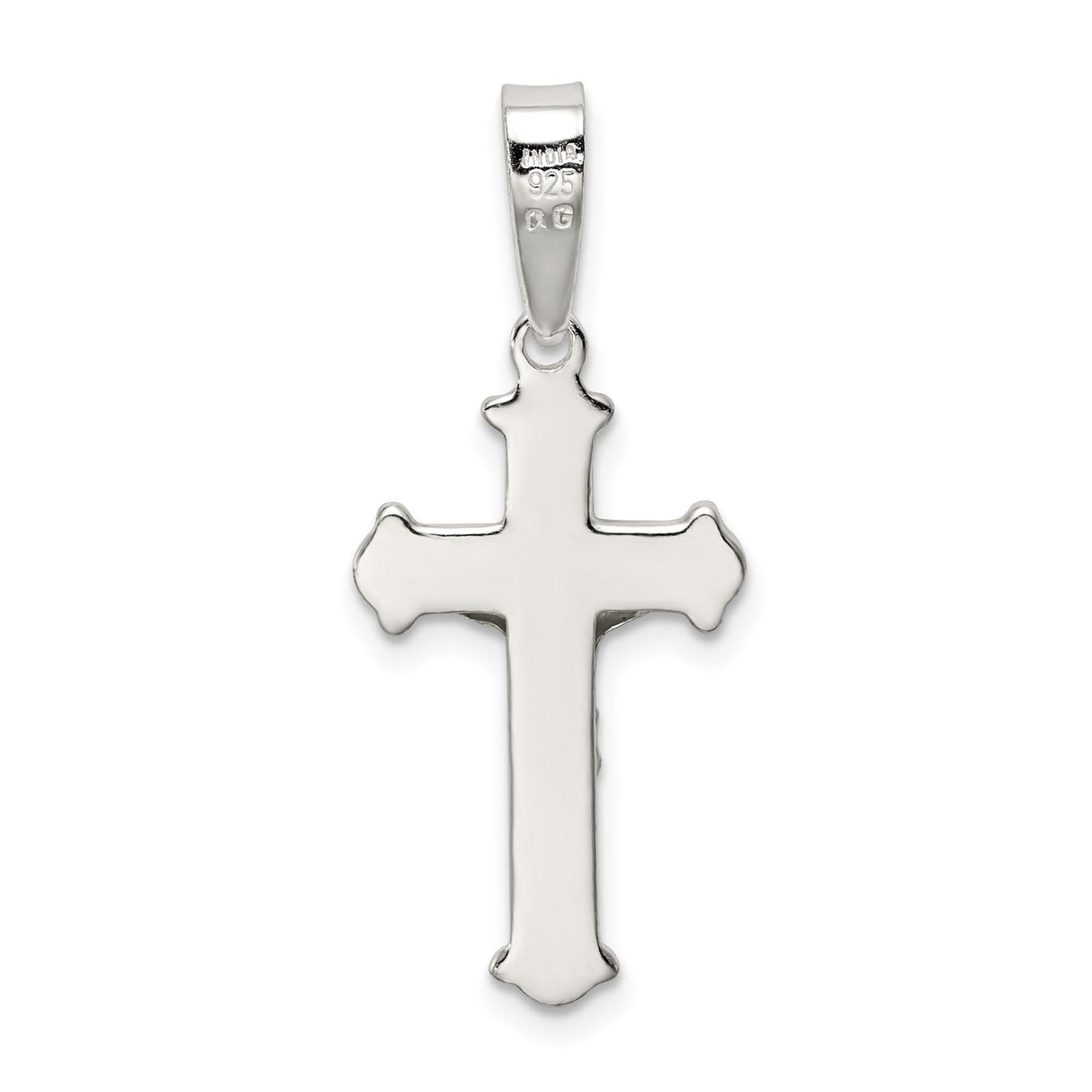 Sterling Silver Crucifix Cross Pendant with Gothic Flared Edges and Jesus Figure