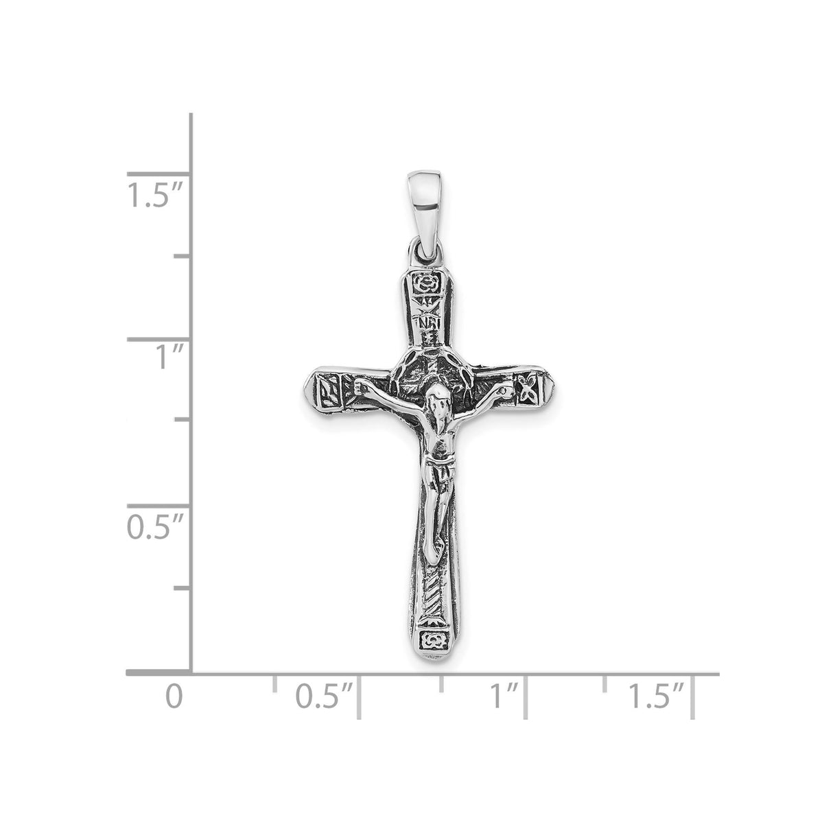 Sterling Silver Crucifix Cross Pendant with Detailed Jesus Design Religious Jewelry