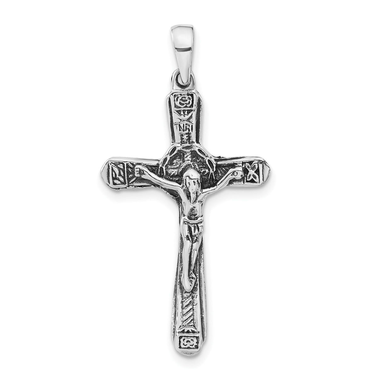 Sterling Silver Crucifix Cross Pendant with Detailed Jesus Design Religious Jewelry