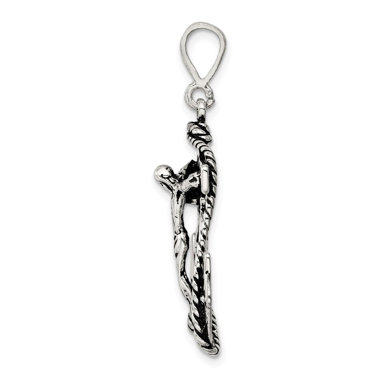 Sterling Silver Crucifix Pendant with Anchor, Rope, and Ship Wheel Nautical Design