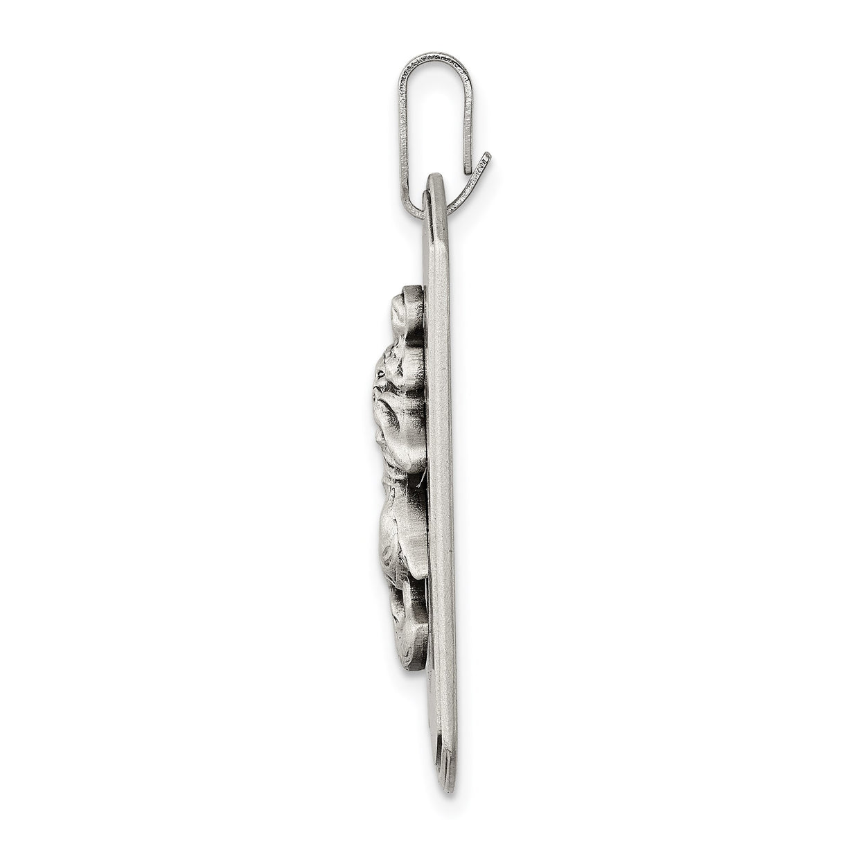 Sterling Silver Saint Christopher Pendant with Antiqued Finish and Dog Tag Design for Men