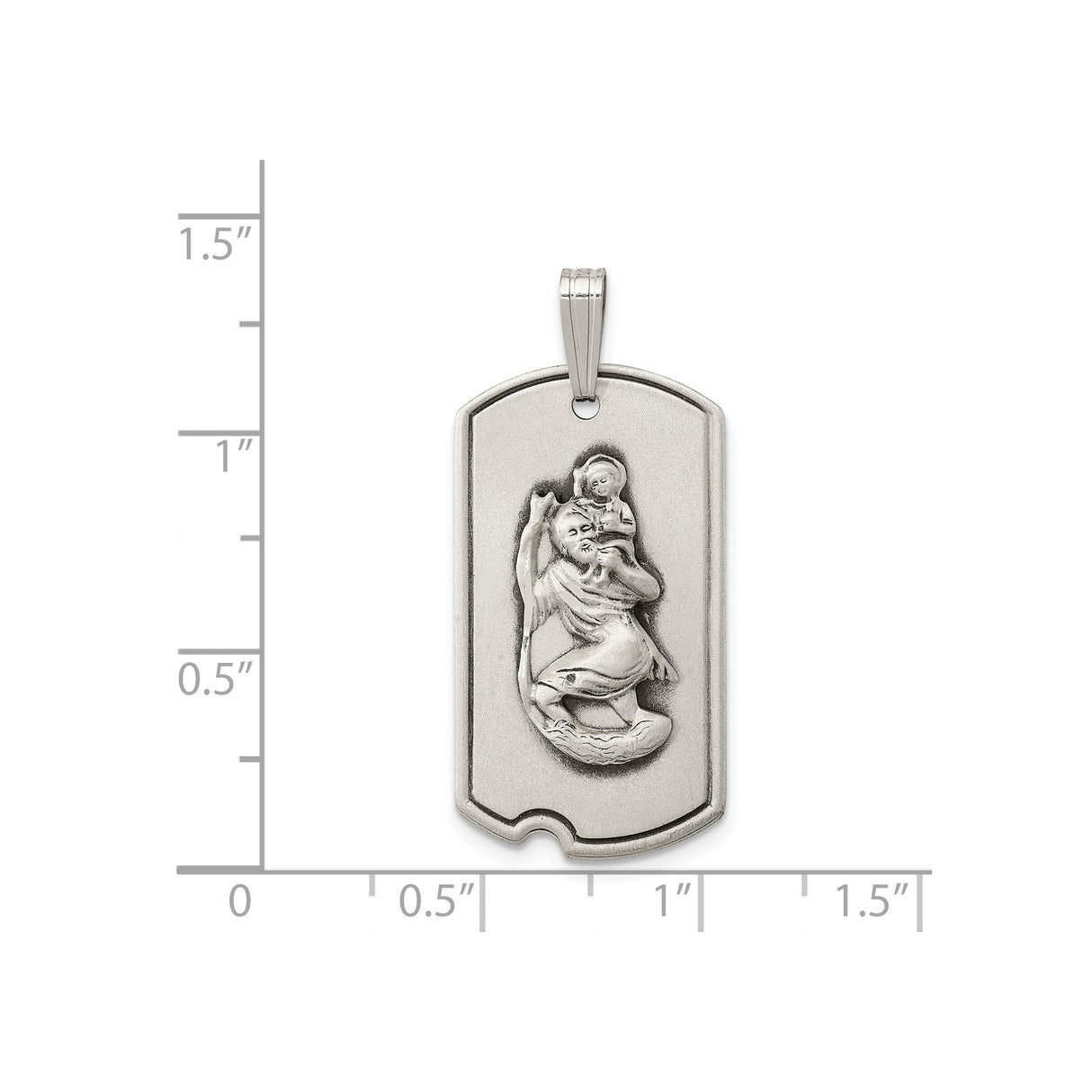 Sterling Silver Saint Christopher Pendant with Antiqued Finish and Dog Tag Design for Men