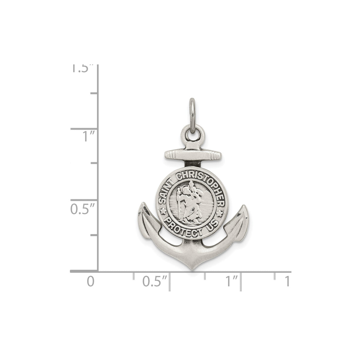 Sterling Silver Saint Christopher Anchor Pendant, Nautical Travel Protection Medallion