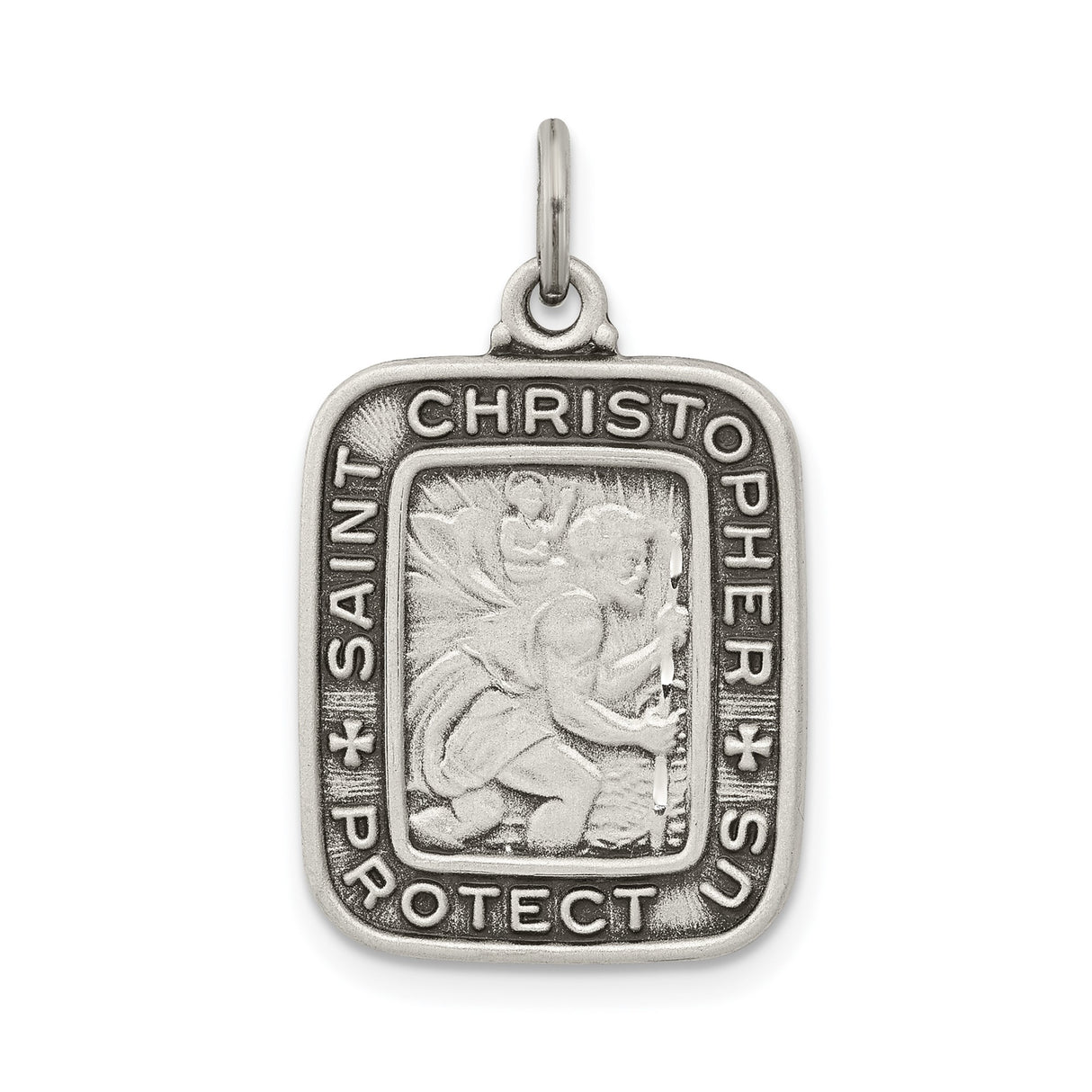 Sterling Silver Saint Christopher Pendant with Raised Travel Protection Design