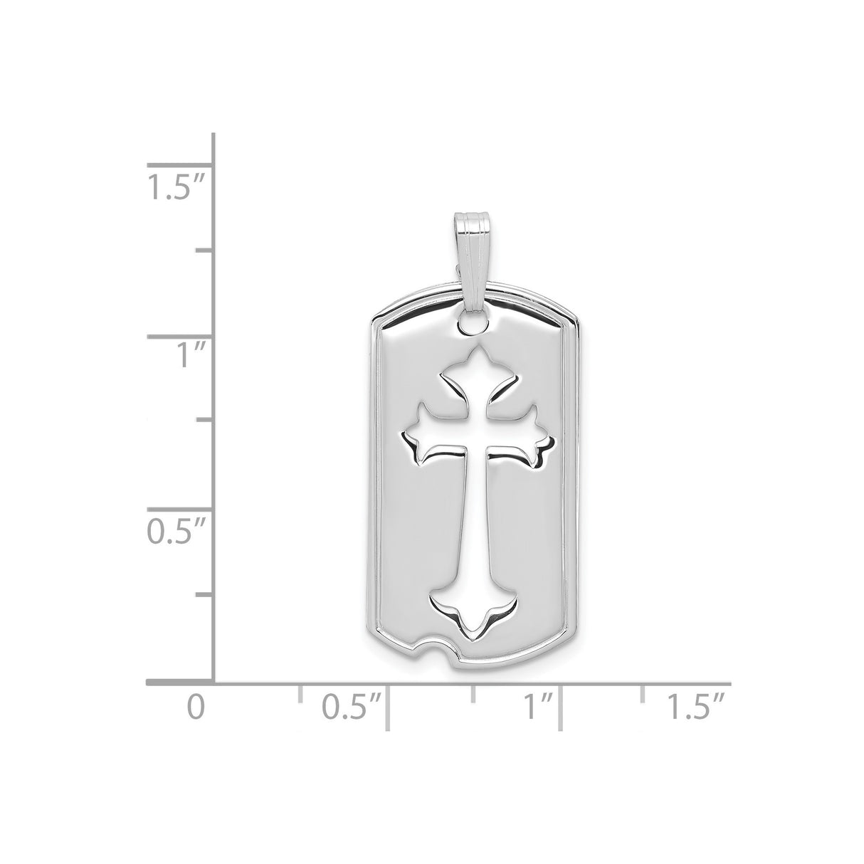 Sterling Silver Dog Tag Cross Pendant with Floating Cut Out Cross Design
