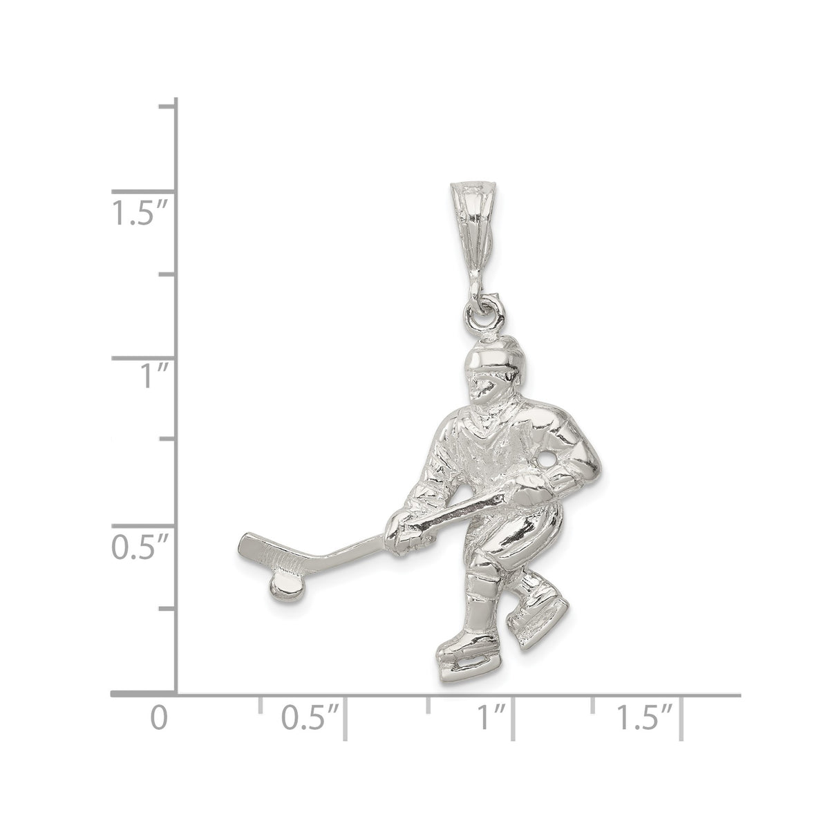 Sterling Silver Hockey Player Pendant with Stick and Puck , Unisex Sports Charm