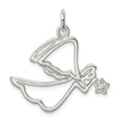 Sterling Silver Angel Outline Pendant with Star Detail and Cubic Zirconia Accent