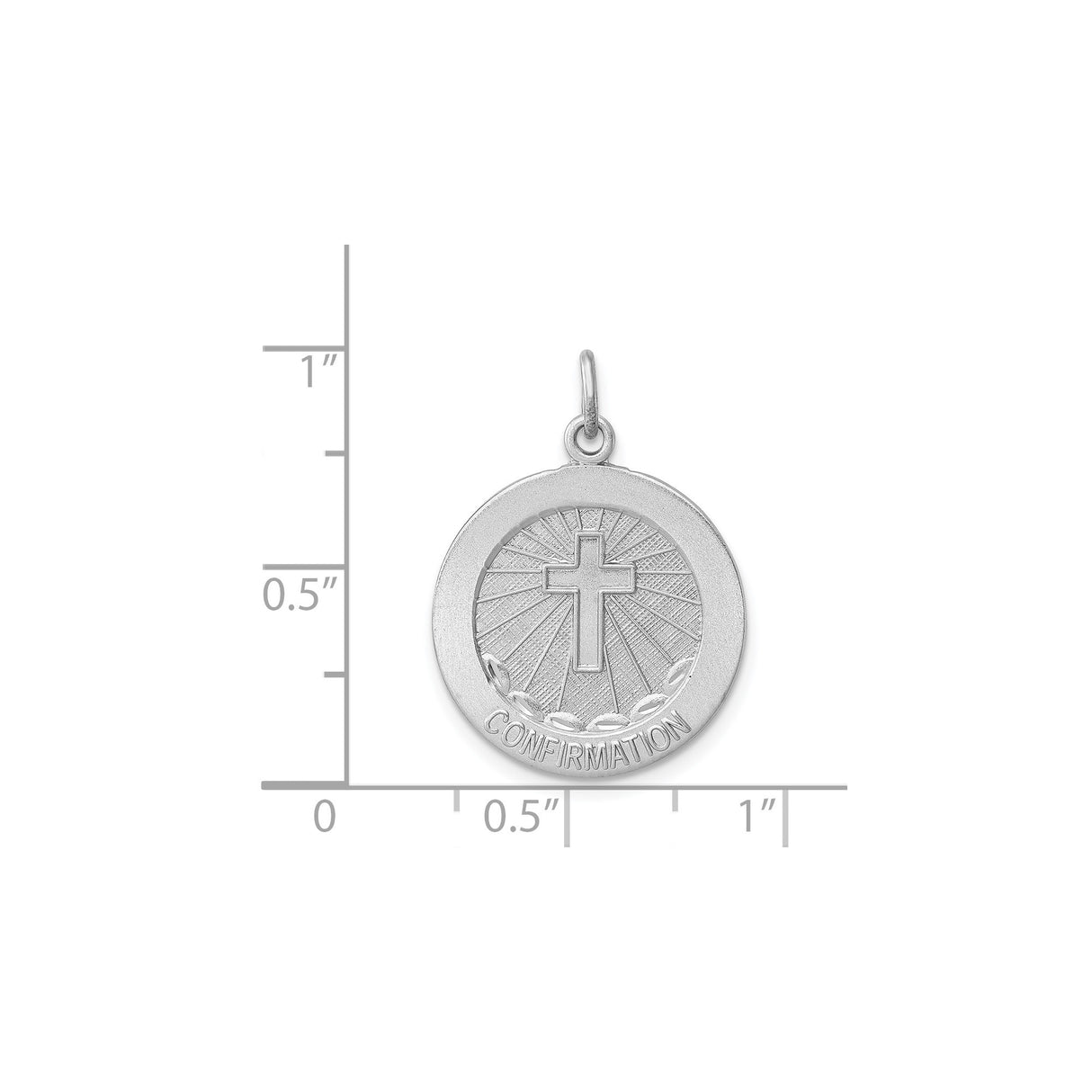 Sterling Silver Confirmation Pendant with Raised Cross and Radiant Rays