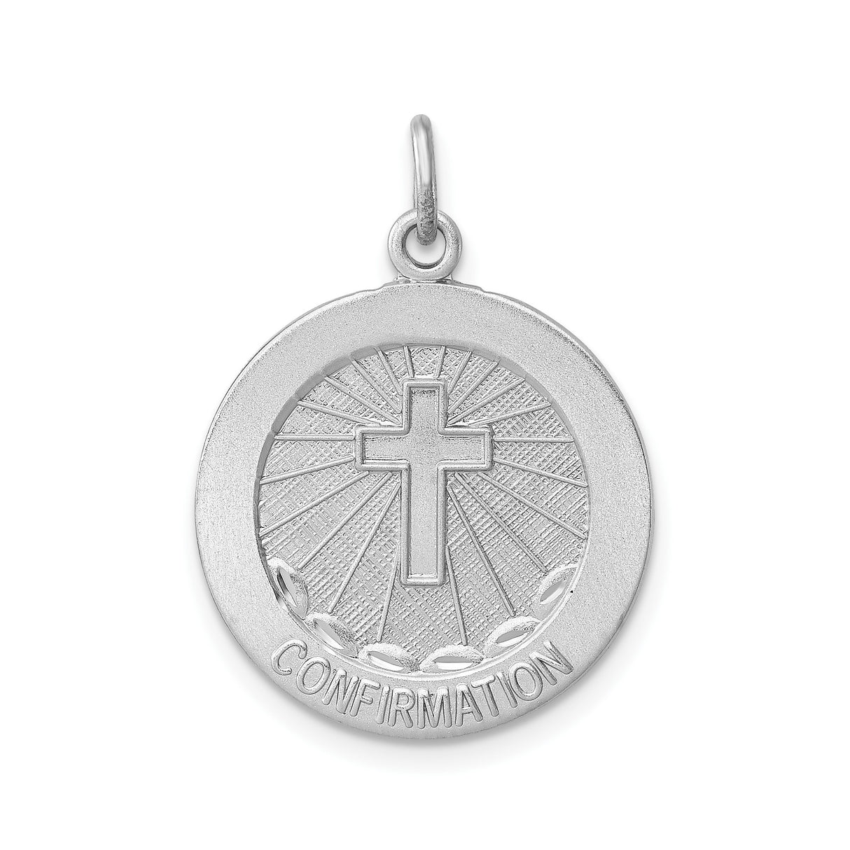 Sterling Silver Confirmation Pendant with Raised Cross and Radiant Rays