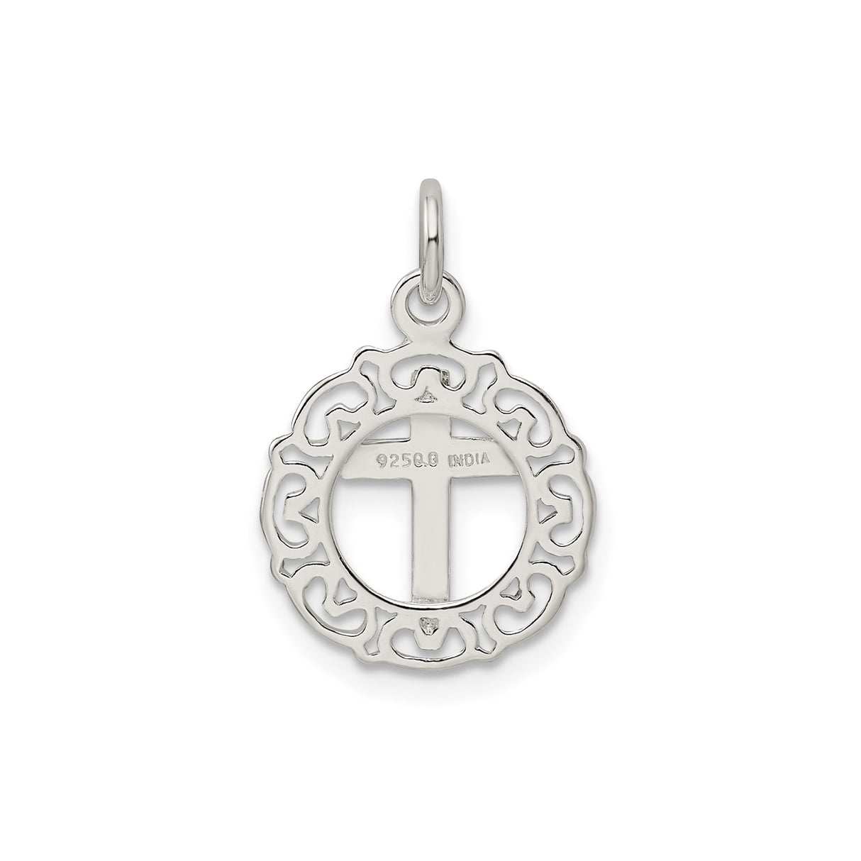 Sterling Silver Cross Pendant with Modern Filigree Circle and Openwork Design