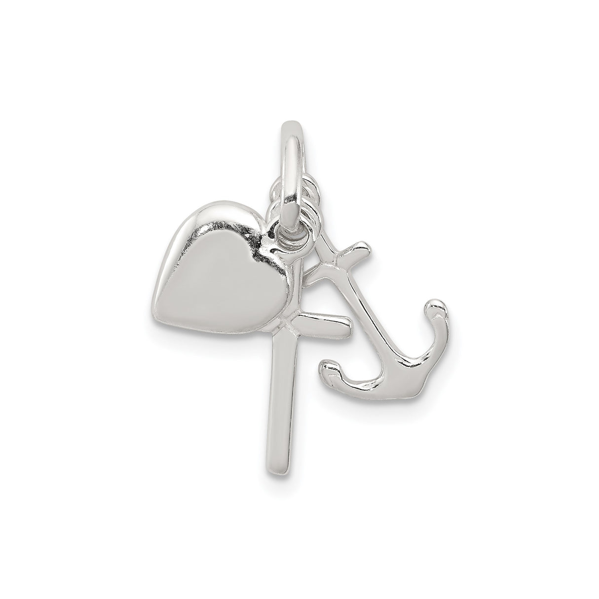 Sterling Silver Faith Pendant with Anchor, Heart, and Cross Symbol , Christian Jewelry Charm