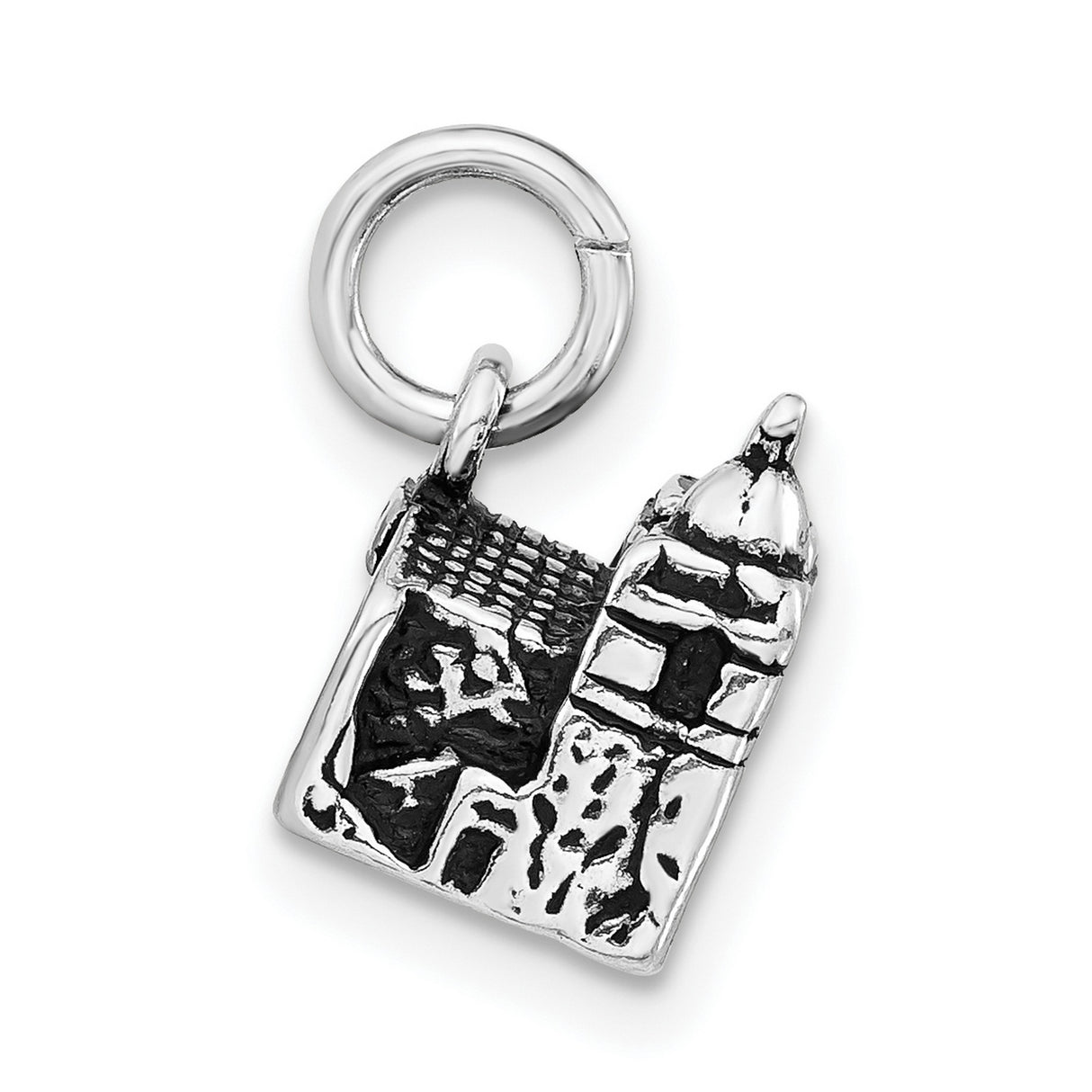 Sterling Silver Cathedral Pendant with Detailed Architecture and Christian Church Design