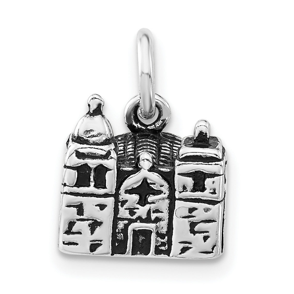 Sterling Silver Cathedral Pendant with Detailed Architecture and Christian Church Design