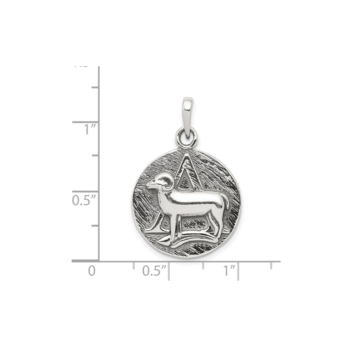 Sterling Silver Aries Zodiac Pendant with Detailed Ram Symbol, Astrology Amulet