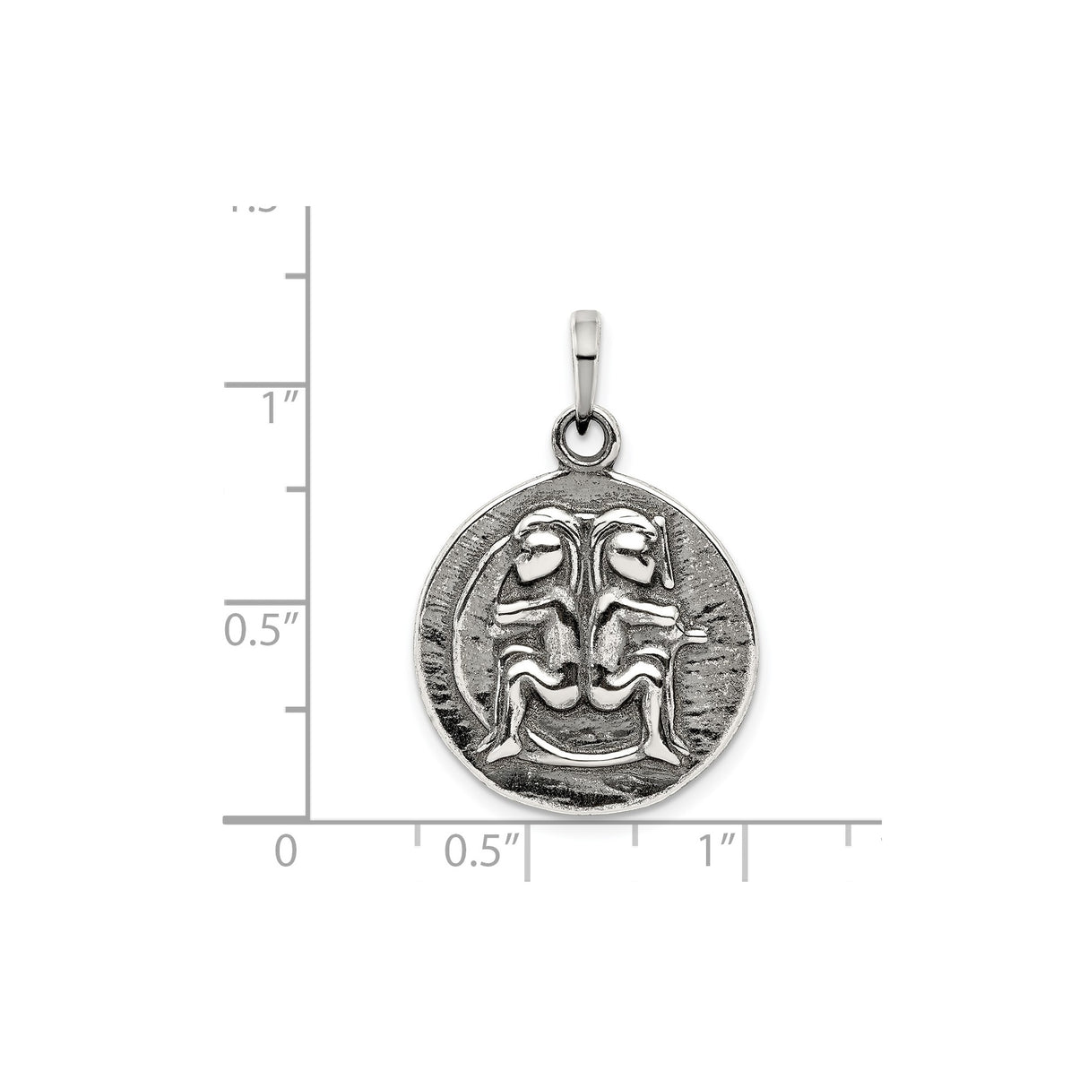 Sterling Silver Gemini Zodiac Pendant with Classical Twin Figures, Unisex Astrology Charm