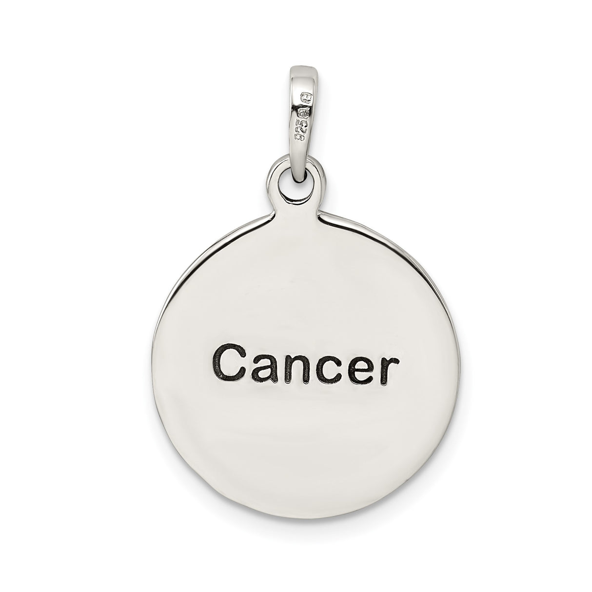 Sterling Silver Pendant with Cancer Zodiac Crab Design on Textured Round Disc