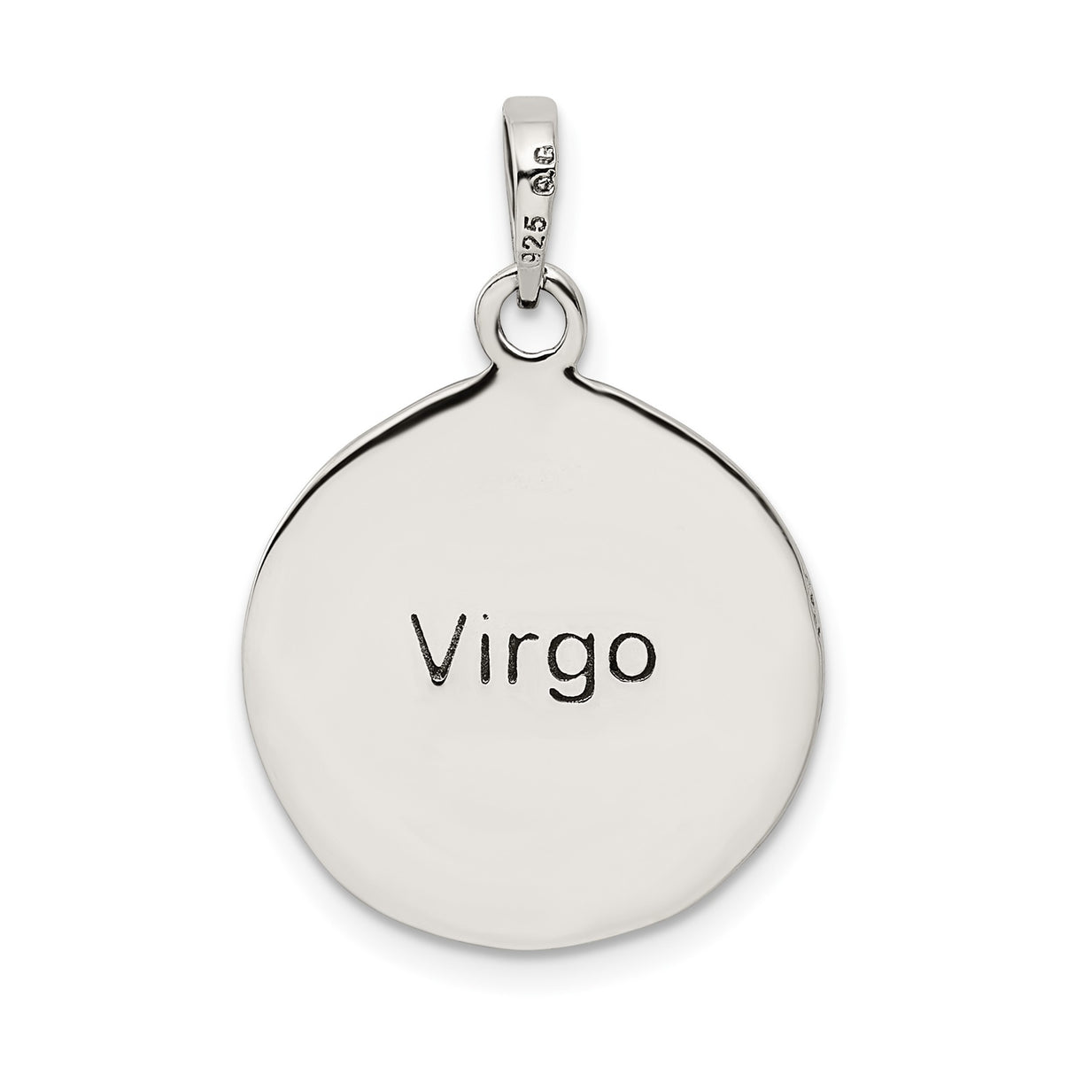 Sterling Silver Virgo Pendant with Raised Maiden, Zodiac Medallion Charm, Celestial Style