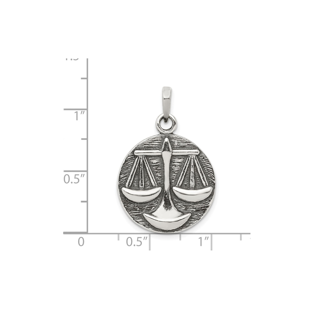 Sterling Silver Justice Pendant with Scales Symbol, Libra Zodiac and Legal Theme