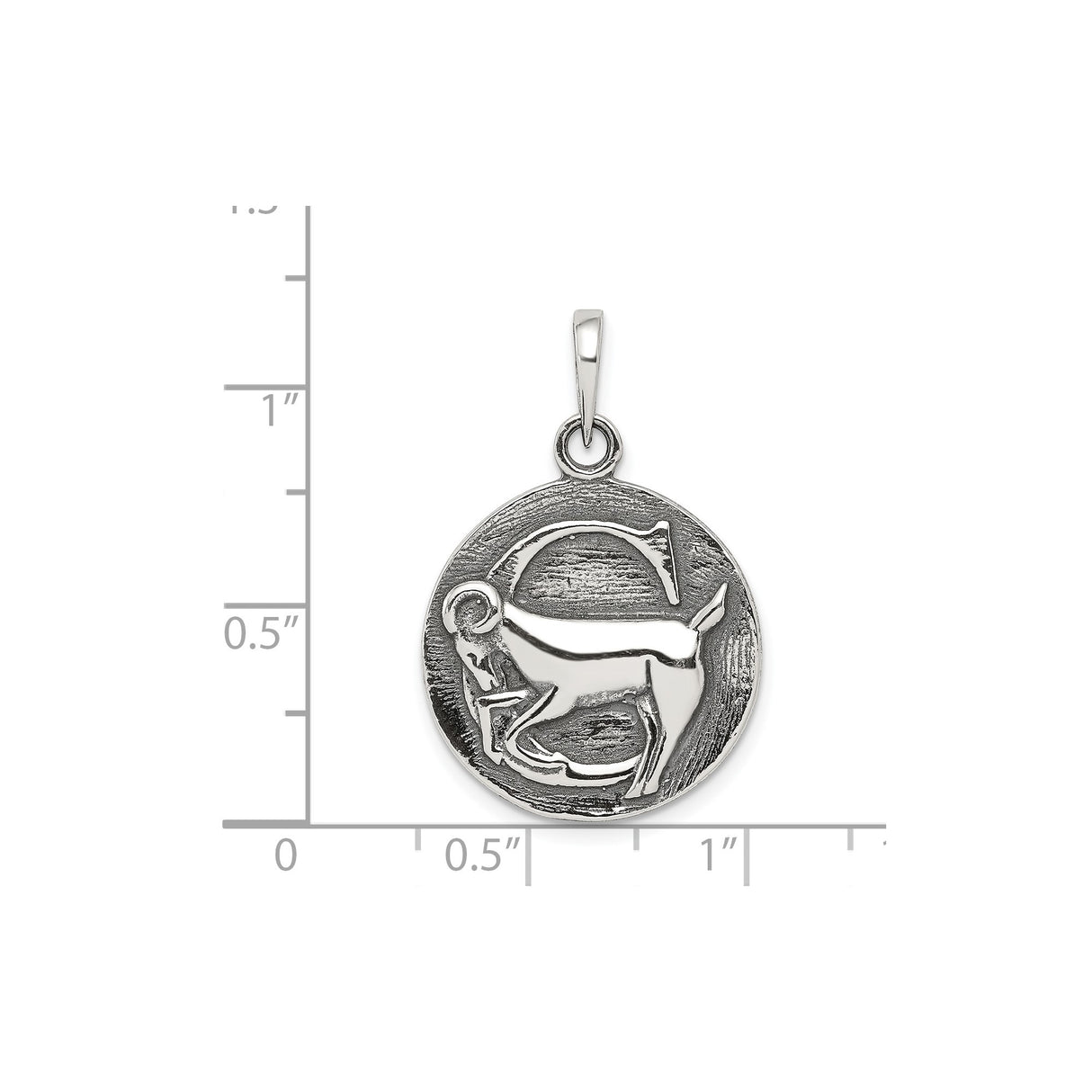 Sterling Silver Aries Zodiac Pendant with Ram Symbol and Celestial Medallion Design