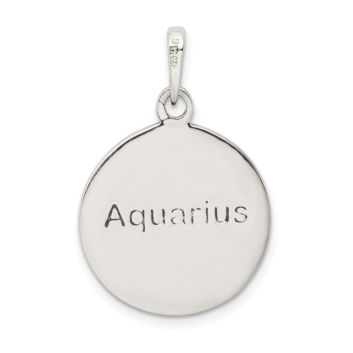 Sterling Silver Aquarius Zodiac Pendant with Water Bearer Symbol and Constellation Elements