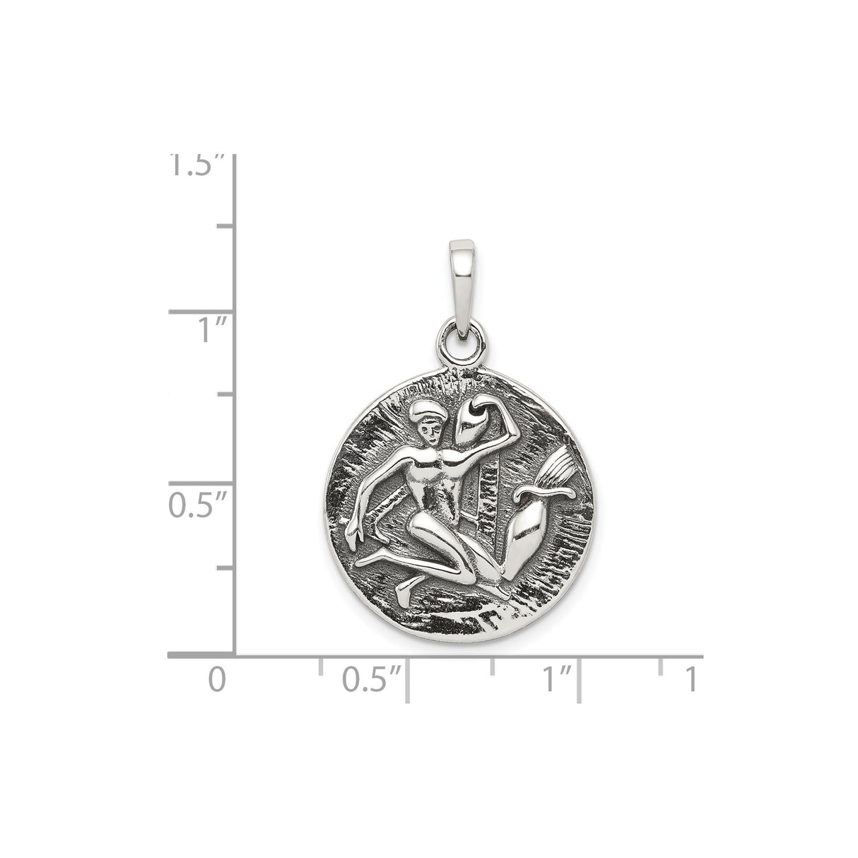 Sterling Silver Aquarius Zodiac Pendant with Water Bearer Symbol and Constellation Elements