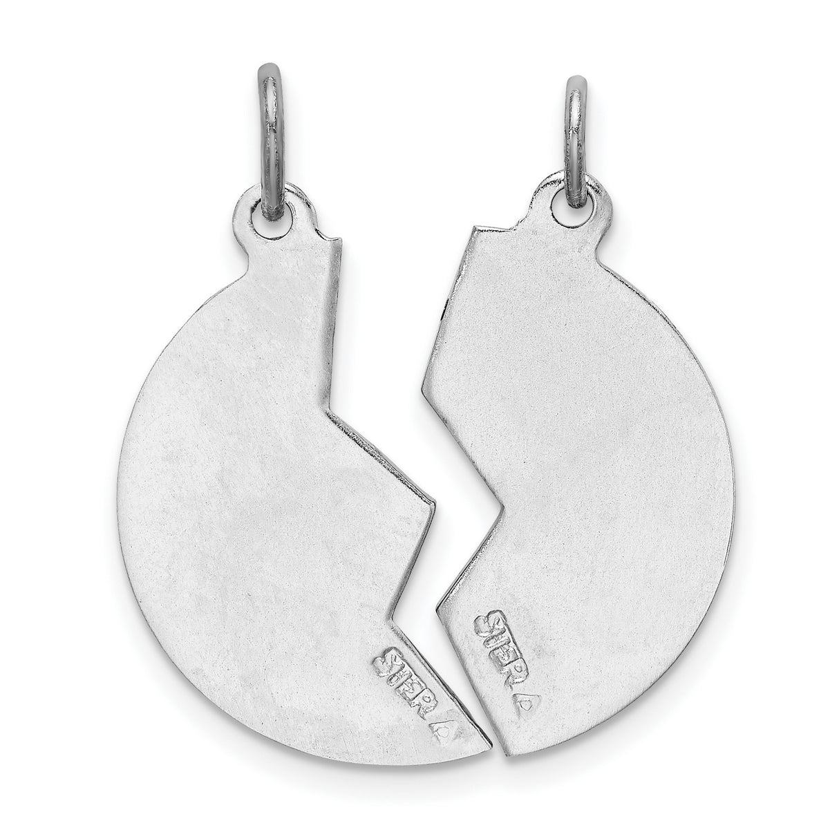 Break Apart Mizpah Coin Emotional Bond Words on Hearts Charm Pendant in Real 925 Sterling Silver