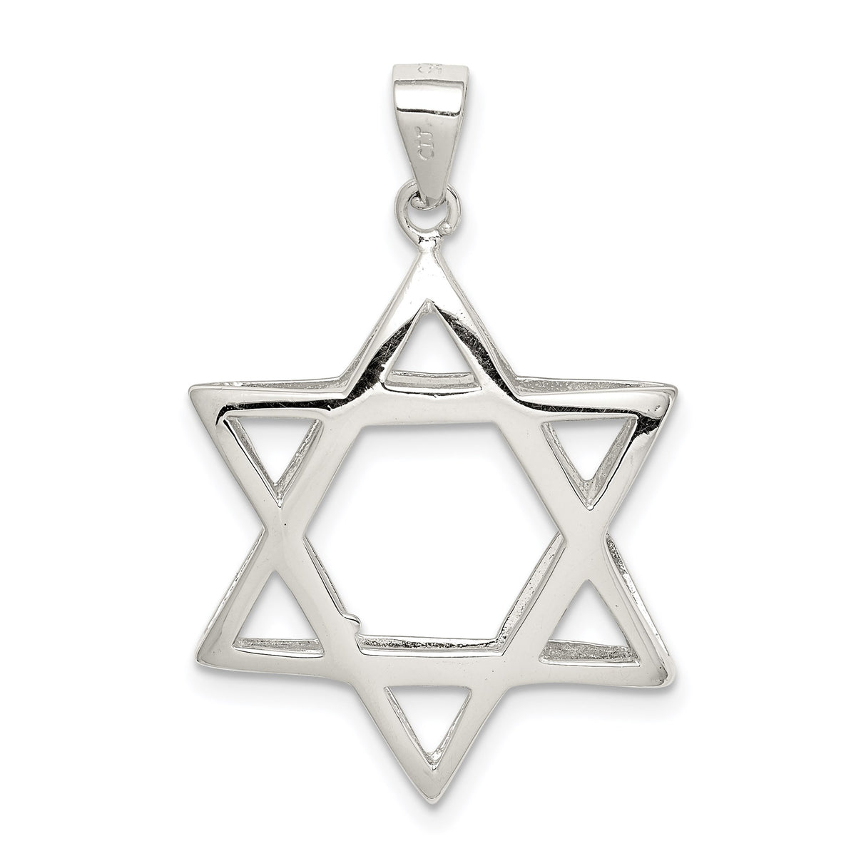 Sterling Silver Star of David Pendant, Openwork Jewish Faith Charm for Women or Unisex