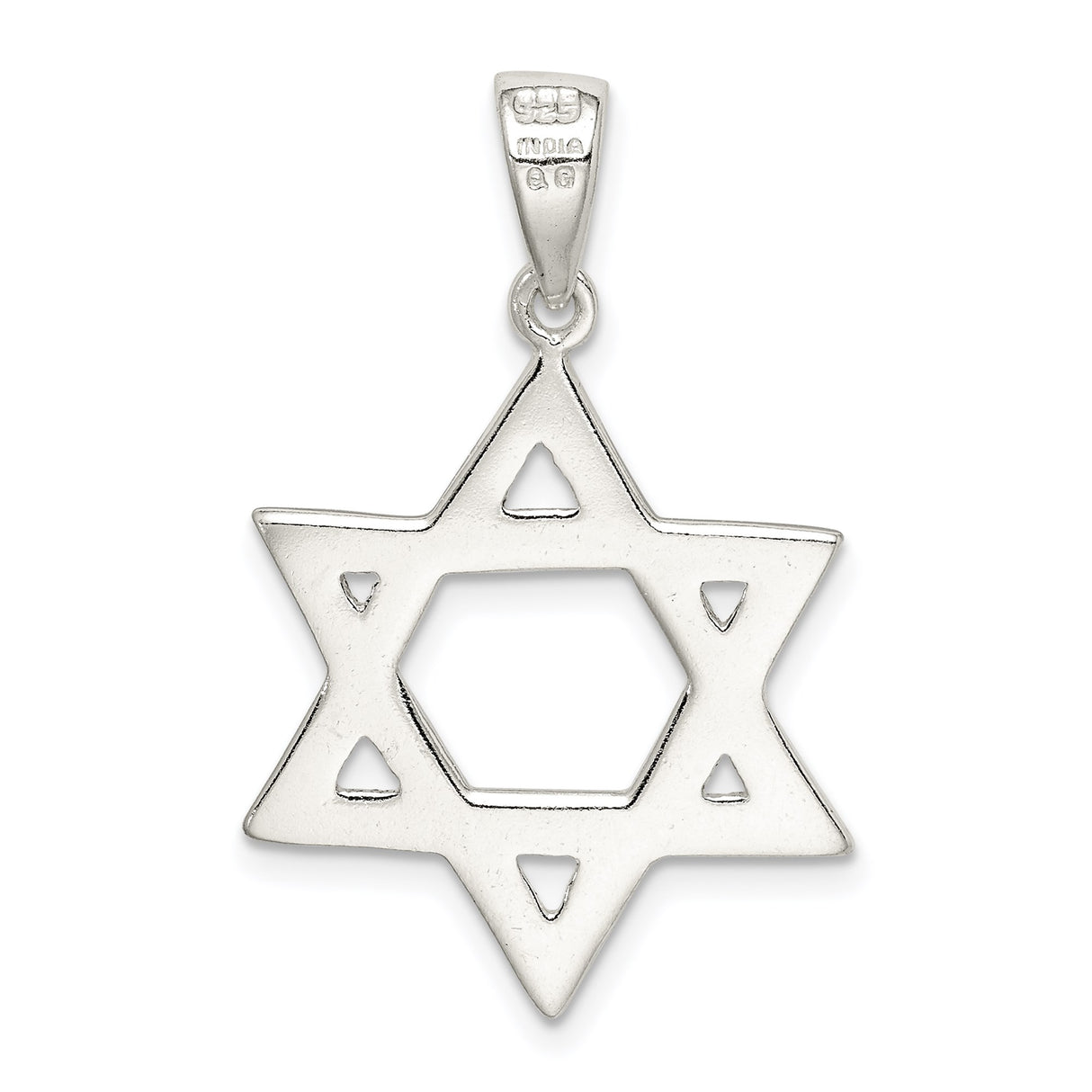 Sterling Silver Star of David Pendant with Interlocking Six-Pointed Star Design