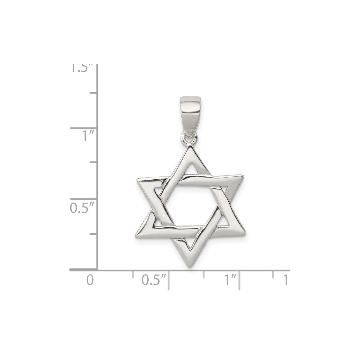Sterling Silver Star of David Pendant with Interlocking Six-Pointed Star Design