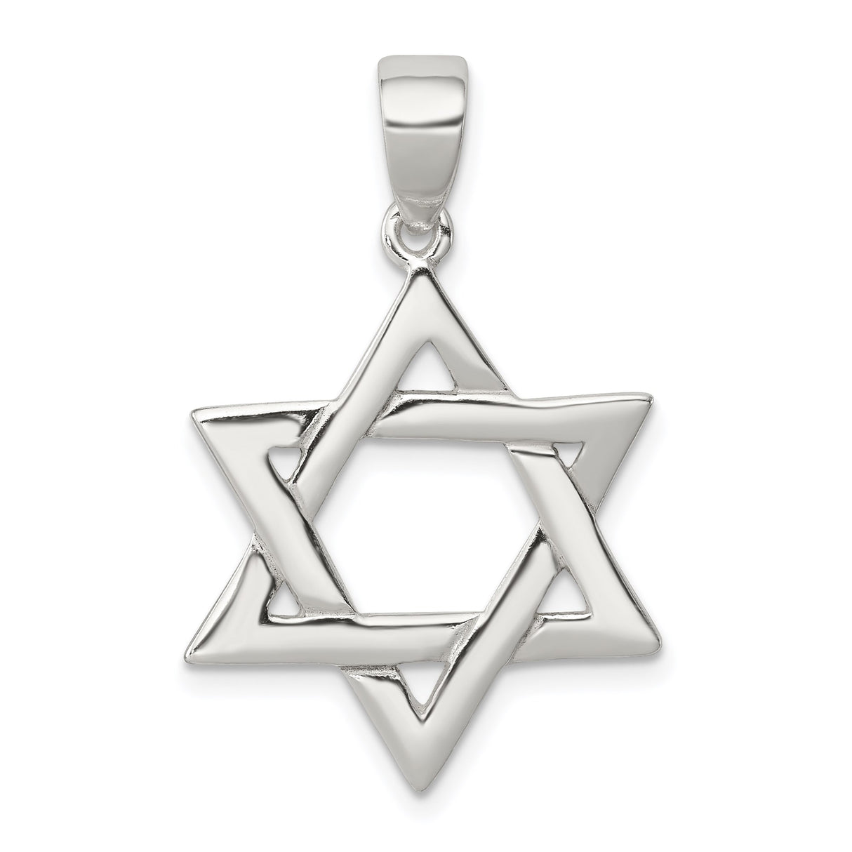Sterling Silver Star of David Pendant with Interlocking Six-Pointed Star Design