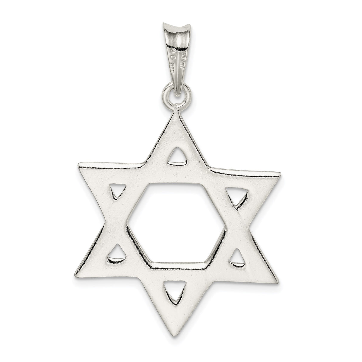 Sterling Silver Star of David Pendant with Interlocking Triangle Design, Jewish Faith Symbol