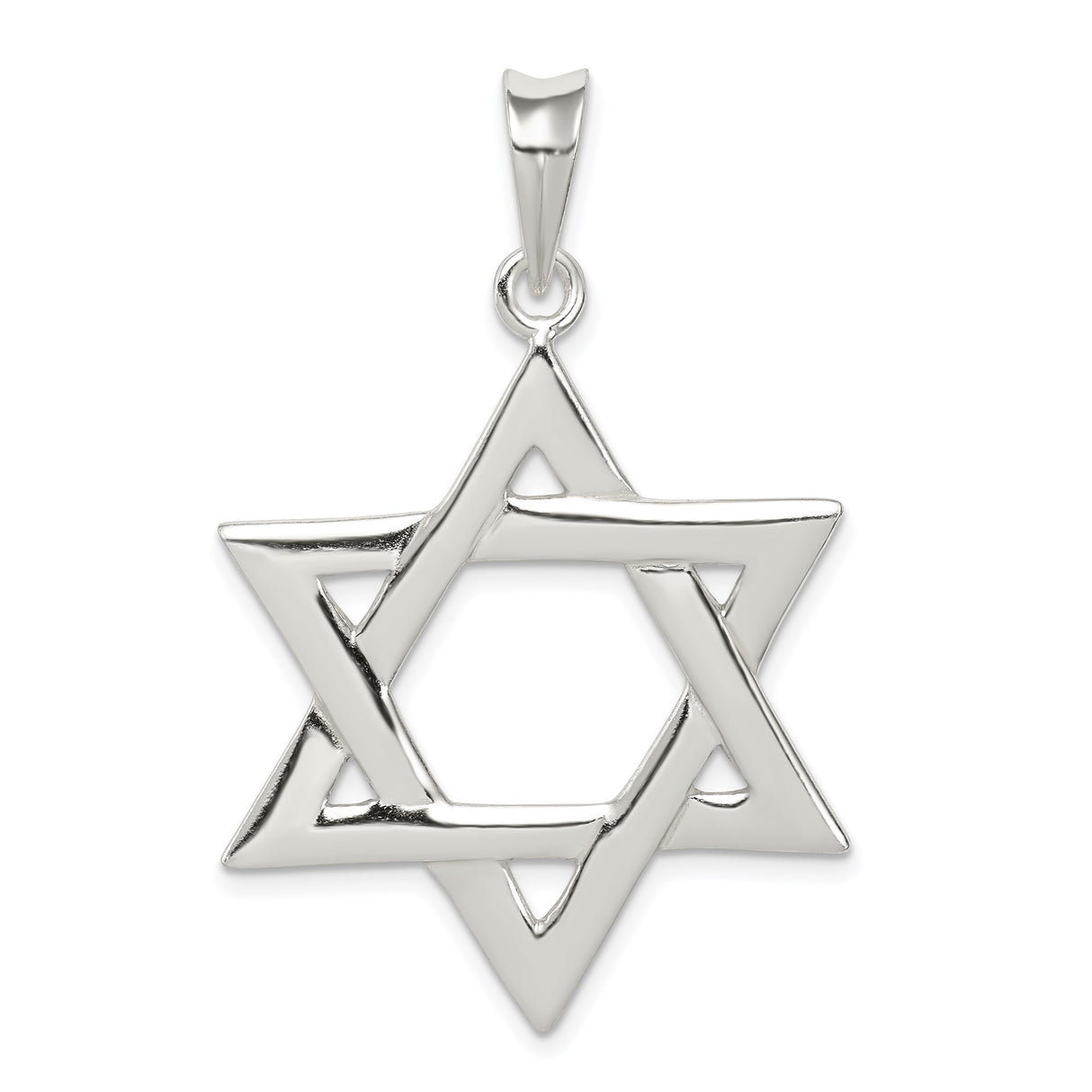 Sterling Silver Star of David Pendant with Interlocking Triangle Design, Jewish Faith Symbol