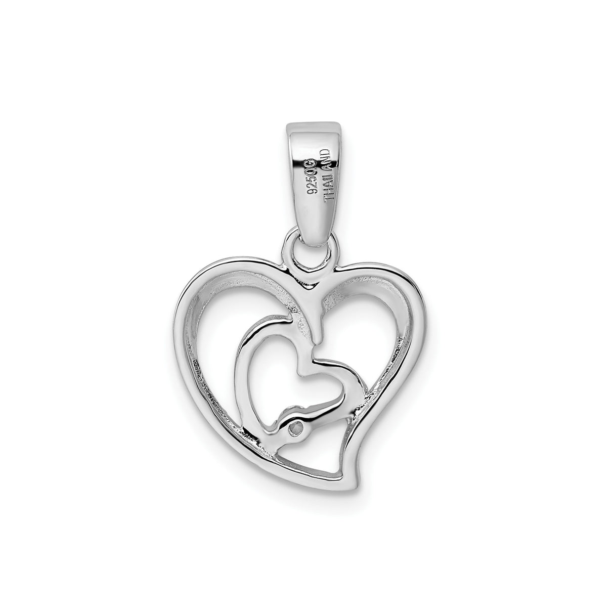Sterling Silver Heart Pendant with Intertwined Open Hearts and Cubic Zirconia Accent