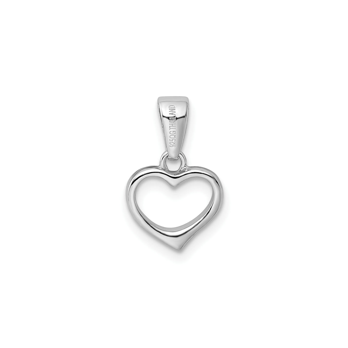 Sterling Silver Open Heart Pendant with Cubic Zirconia, Minimalist Hollow Design for Women
