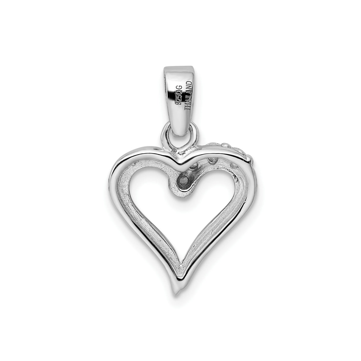 Sterling Silver Heart Pendant with Cubic Zirconia, Open Heart Design for Women
