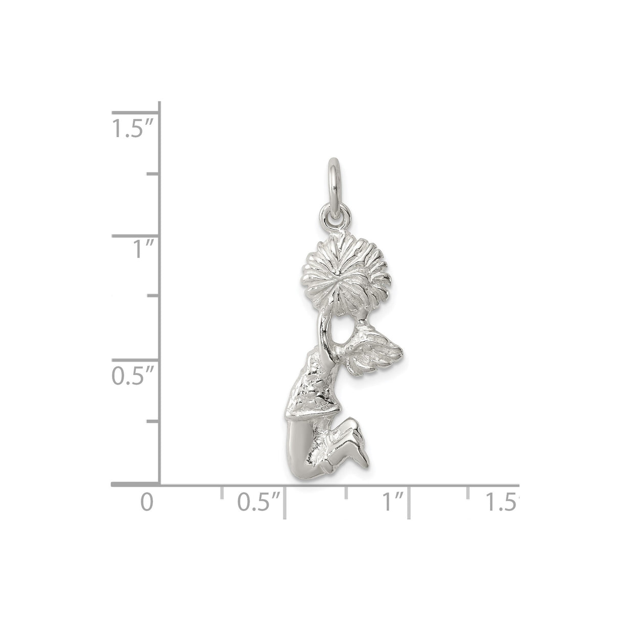 Sterling Silver Angel Pendant with Kneeling Winged Figure and Flower, Christian Spiritual Jewelry