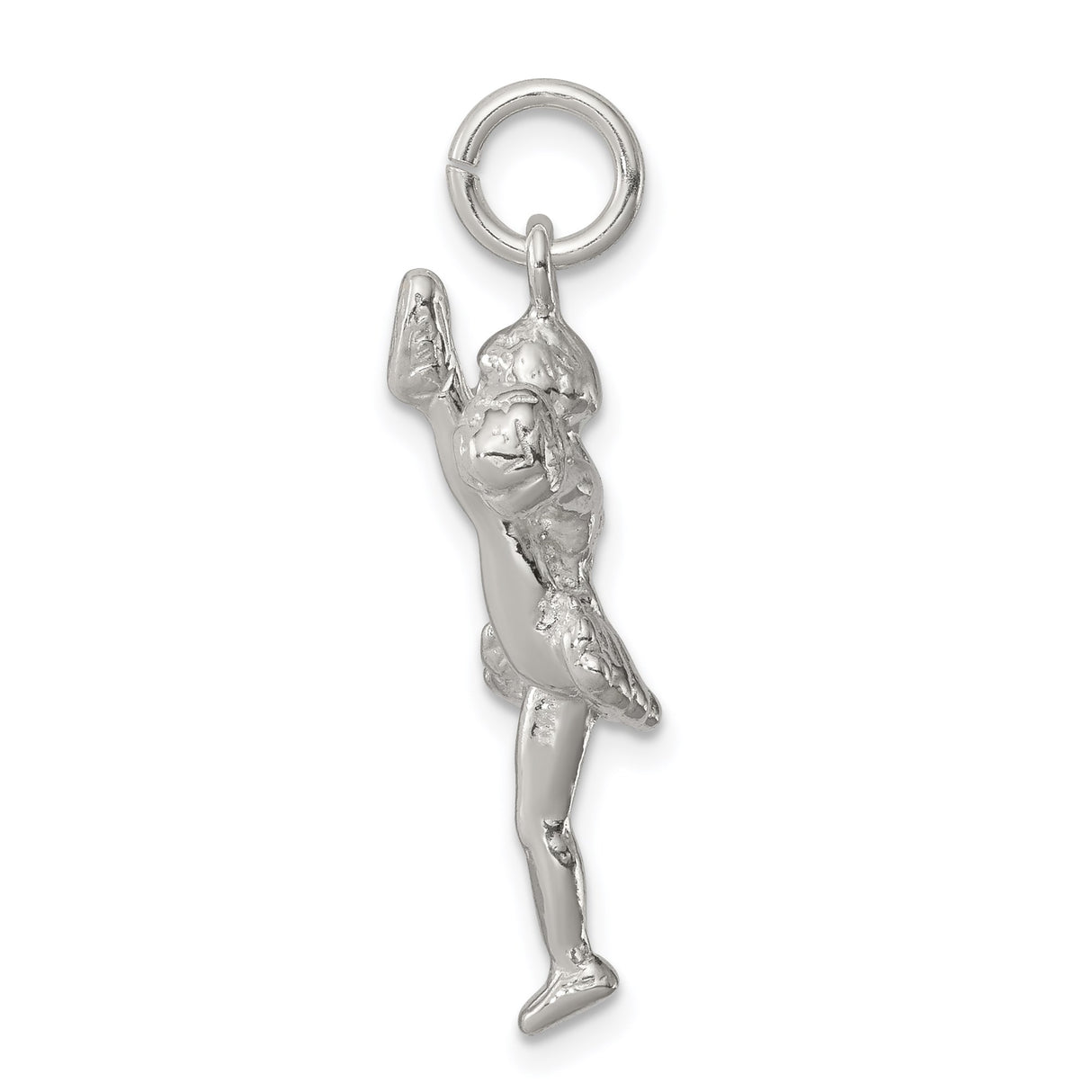 Sterling Silver Cheerleader Pendant with Pom-Poms in Mid-Cheer Pose
