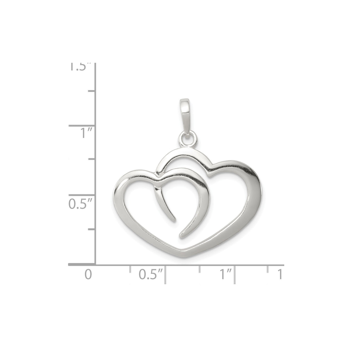 Sterling Silver Heart Pendant with Interlocking Open Hearts, Romantic Unity Design
