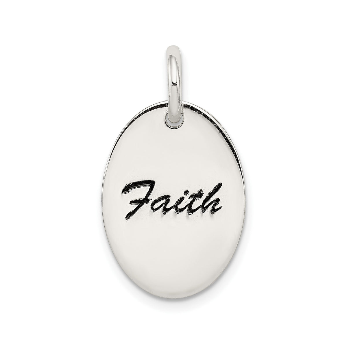Sterling Silver Oval Faith Pendant, Minimalist Christian Jewelry for Women or Unisex Wear