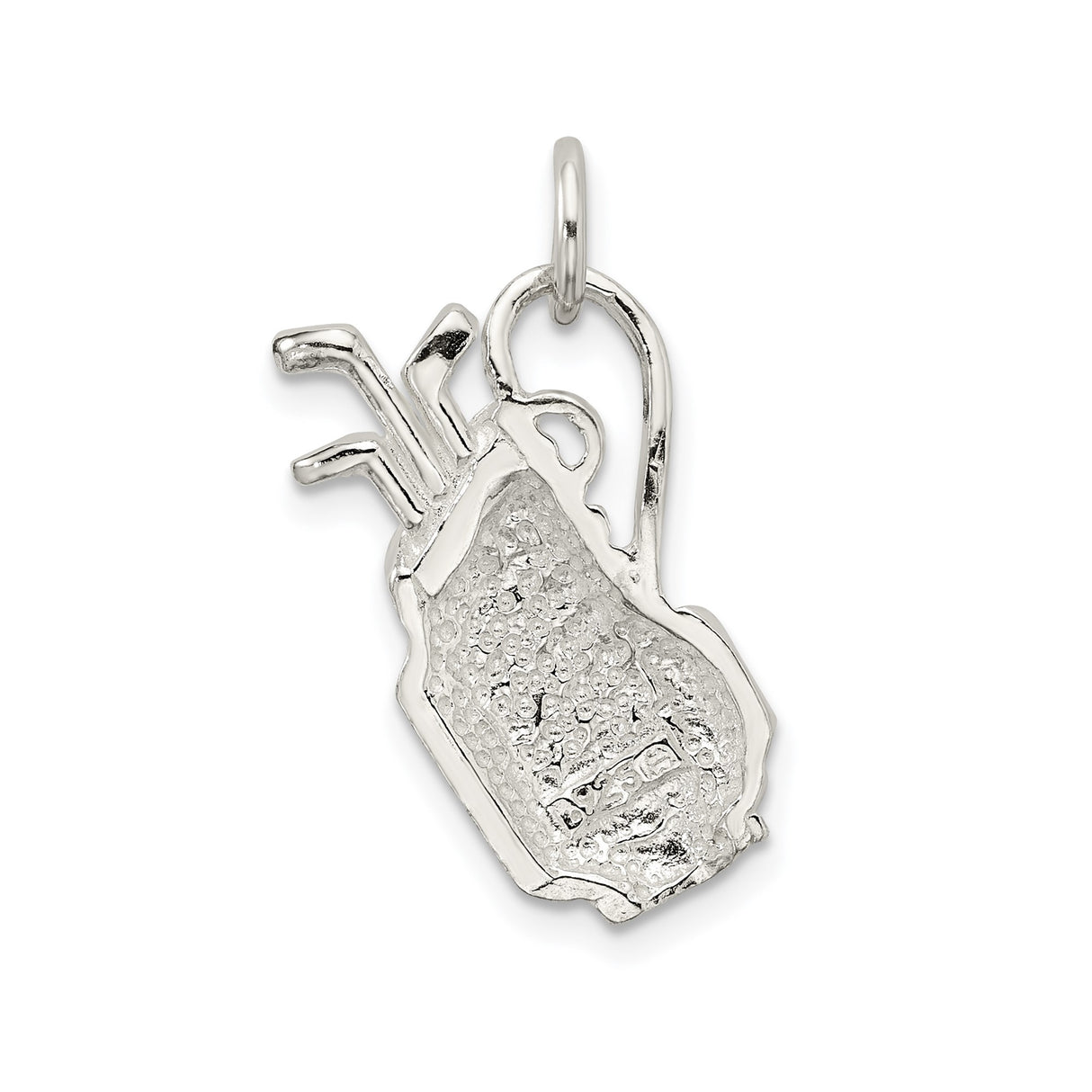 Sterling Silver Golf Bag Charm Pendant with Clubs, Textured Sports Design for Golf Lovers