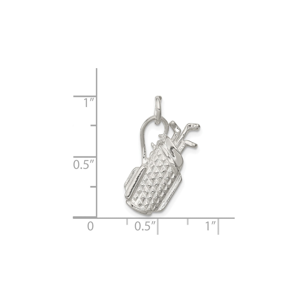 Sterling Silver Golf Bag Charm Pendant with Clubs, Textured Sports Design for Golf Lovers
