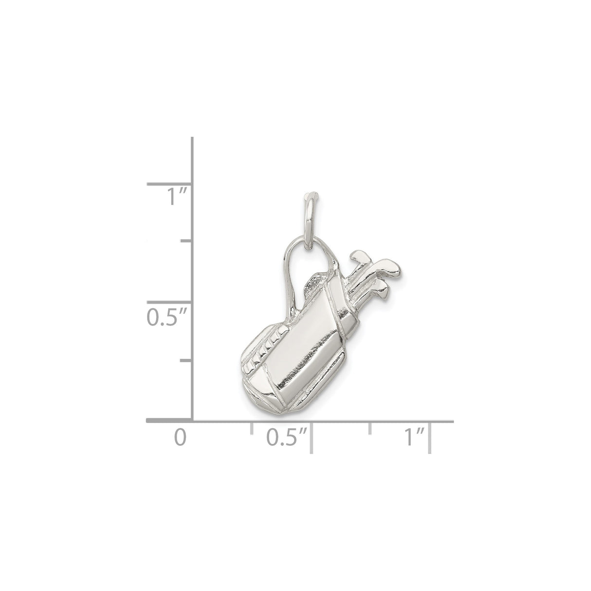 Sterling Silver Golf Bag Pendant Charm with Clubs, Realistic Sports Design, Unisex Golf Jewelry