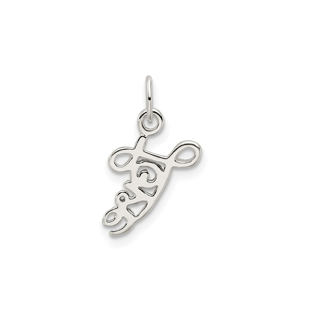 Sterling Silver Love Script Pendant Charm with Cursive Lettering, Minimalist Romantic Design