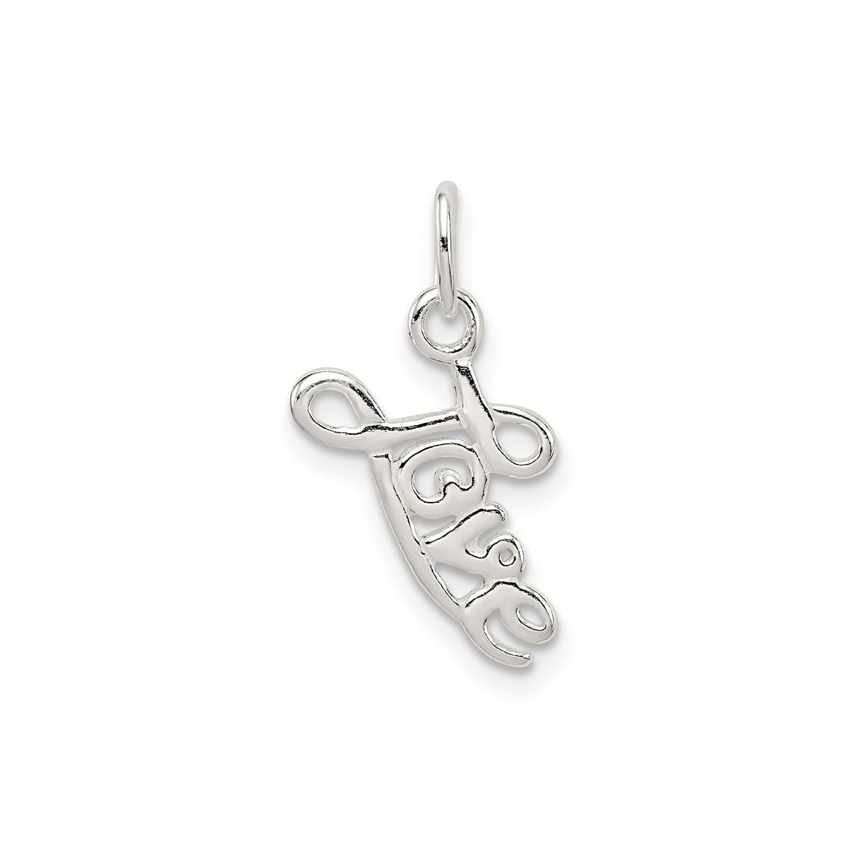 Sterling Silver Love Script Pendant Charm with Cursive Lettering, Minimalist Romantic Design