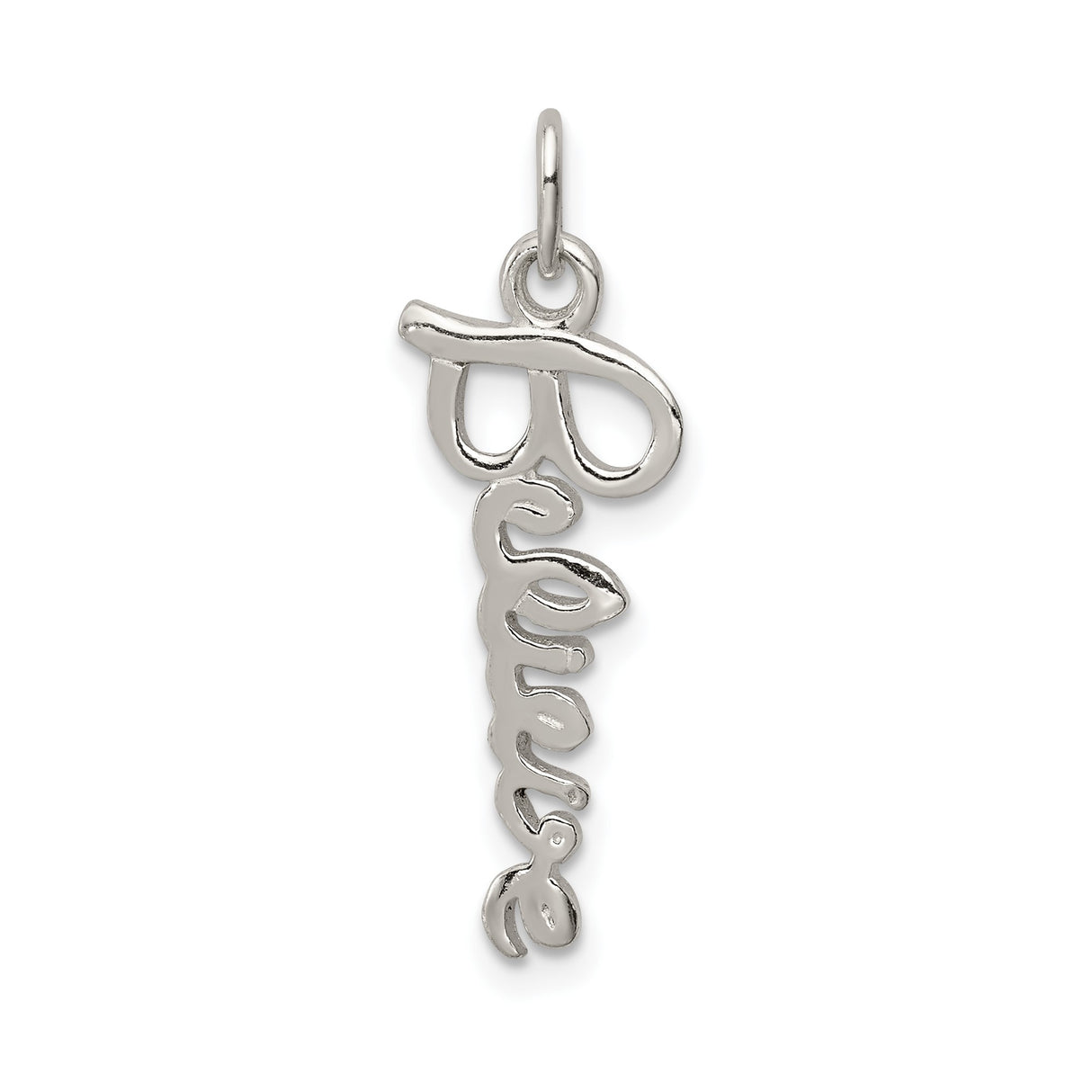 Sterling Silver Believe Pendant Charm, Inspirational Faith Jewelry for Women