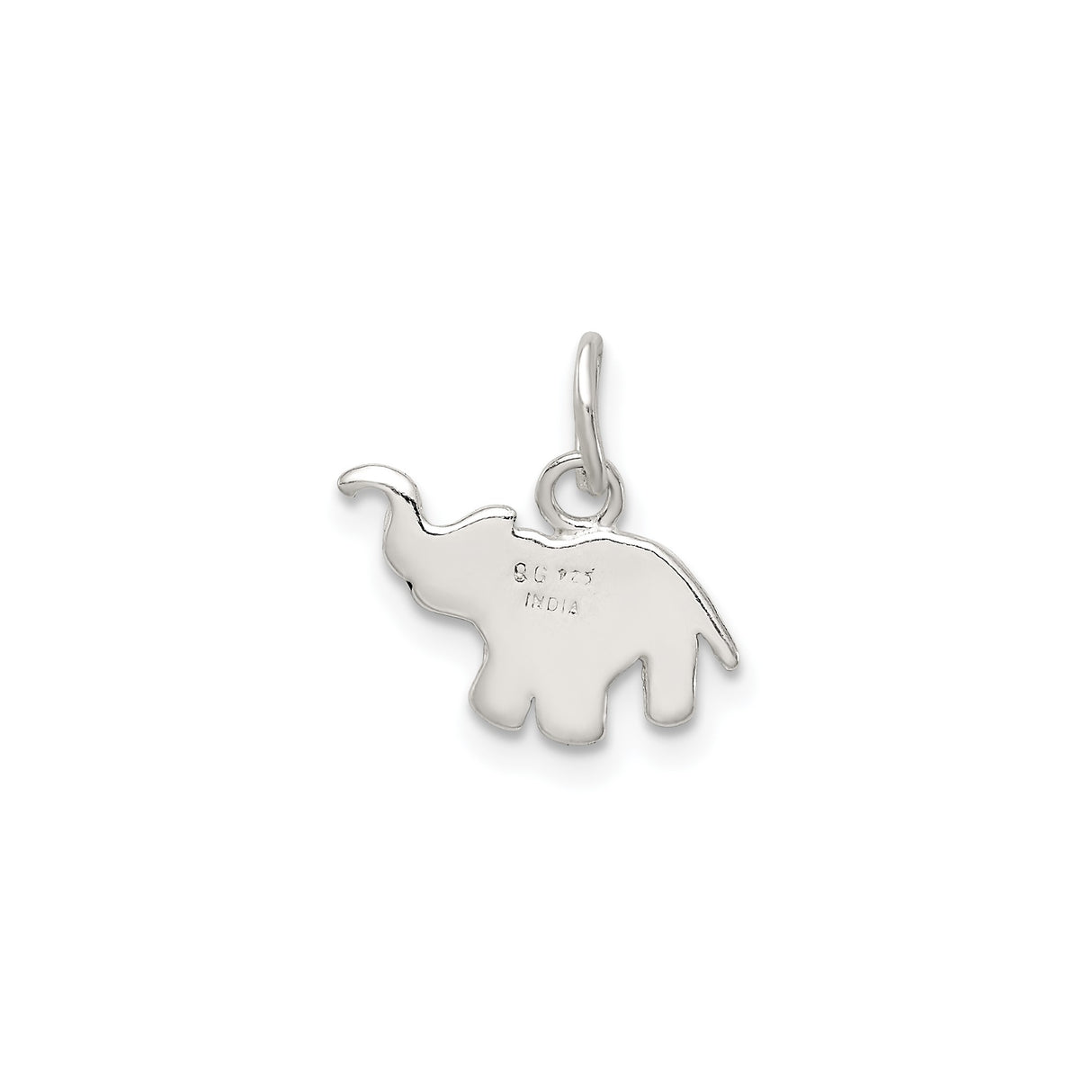 Sterling Silver Elephant Pendant, Polished Animal Charm, Symbol of Wisdom and Strength