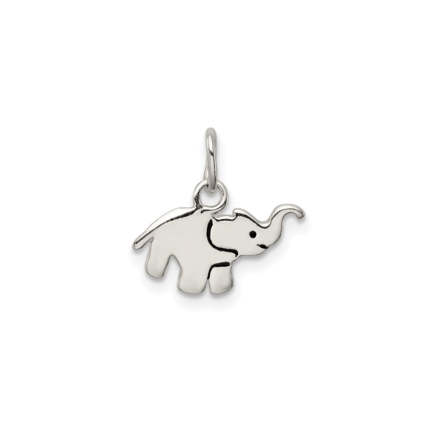 Sterling Silver Elephant Pendant, Polished Animal Charm, Symbol of Wisdom and Strength